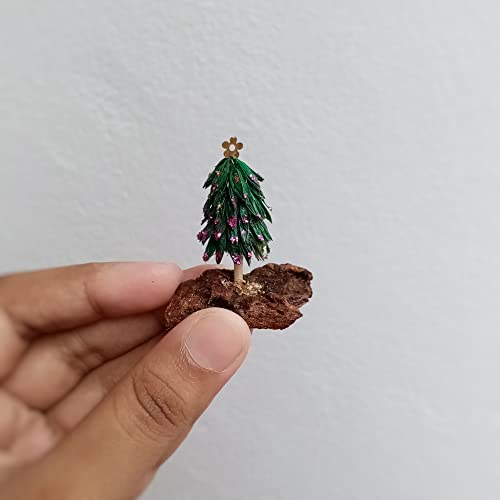 Mini Realistic Christmas Tree Ornament – Handmade Holiday Display for Table, Shelf & Dollhouse