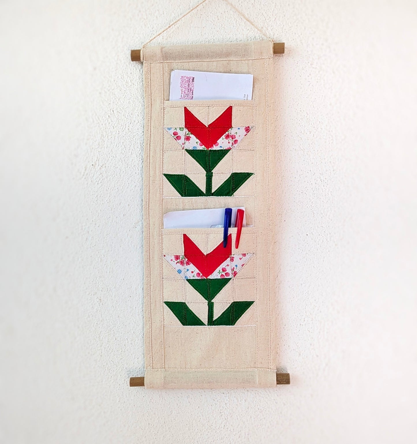 Cozy Tulip Mail Sorter – Two-Pocket Organizer for Entryway or Office