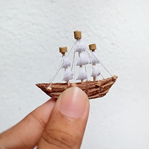 Miniature Sailboat Model – Handmade Wooden Ship Decor Ornament | Nautical Home Decoration & Gift