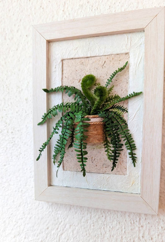 Framed Fern Wall Art – Handcrafted Botanical Decor for Minimalist Interiors